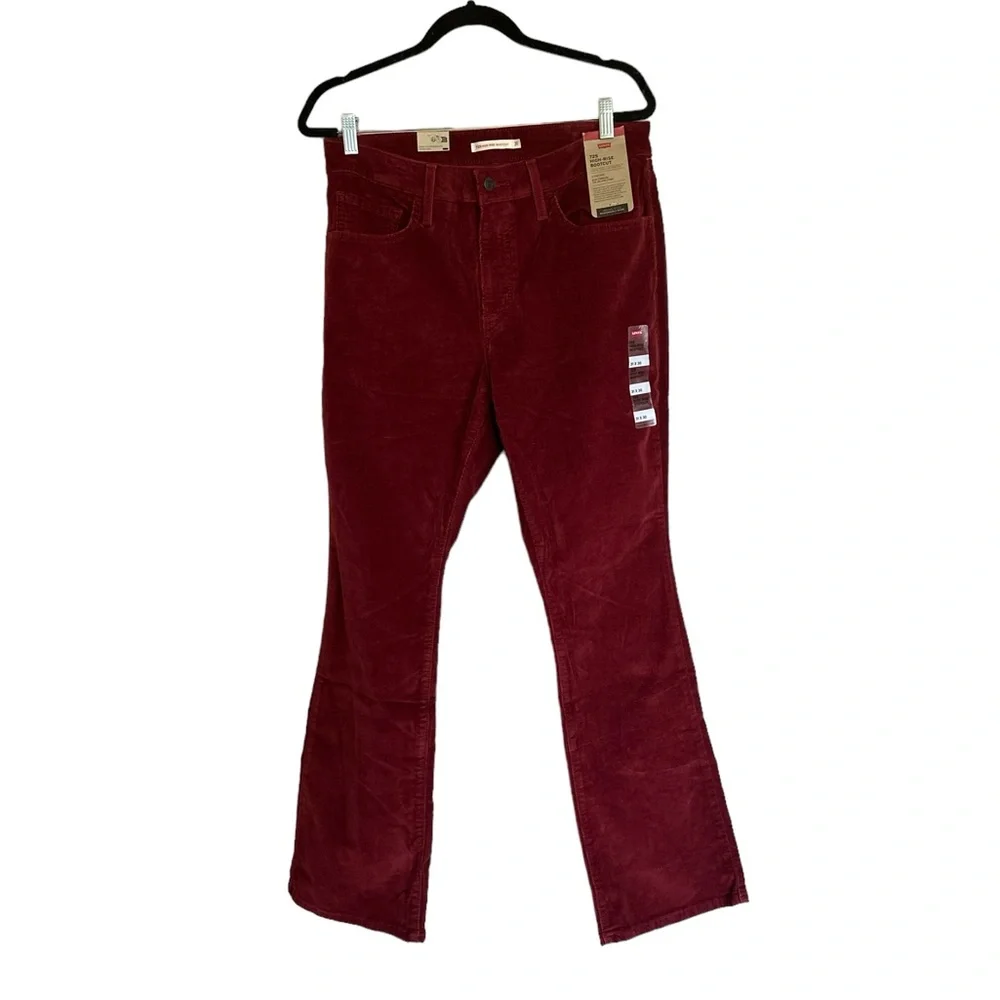 NWT LEVI'S  725 High Rise Bootcut Corduroy Jeans Color:  Syrah - Red